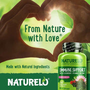 Naturelo Immunity Support with Elderberry, Echinacea and Vitamin C - Boosts Immune System, Cold & Flu Relief - Herbal Supplem