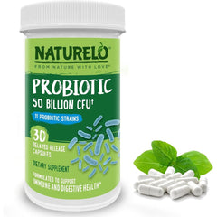 Naturelo Multibiotic 50 Billion CFU 11 Balanced Strains No Refrigeration - Gut Health Probiotic Supplement