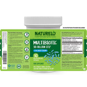 Naturelo Multibiotic 50 Billion CFU - 11 Strains, No Refrigeration Needed - Probiotic Supplement for Gut Health, Digestive Ba