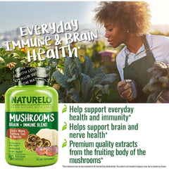 Naturelo mushroom supplement with Lion's Mane, Turkey Tail, and Reishi for immune support and brain health - image 9.