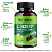 NATURELO Premium Supplements Elderberry Gummy Supplement for Immune Support