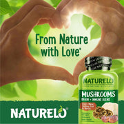 NATURELO Premium Supplements Health and Beauty Mushroom Supplement with Lion's Mane, Turkey Tail and Reishi
