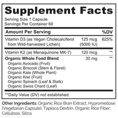 NATURELO Premium Supplements Vegan Vitamin K2 & D3 Supplement