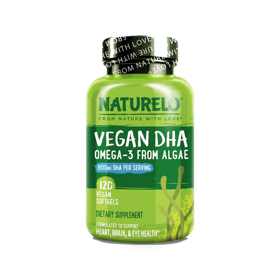 NATURELO Vegan Omega-3 DHA, 120 softgels