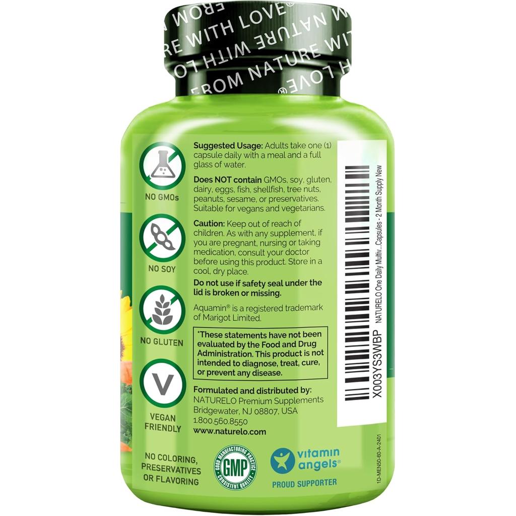 NATURELO Men's 50+ Daily Essentials Multivitamin, image 2