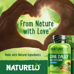 Naturelo One Daily Multivitamin for Men 50+ with Natural Vitamins, Extra Biotin & D3 - Boost Energy & Immunity for Older Men.