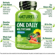 Naturelo One Daily Multivitamin for Men 50+ with Organic Whole Foods - Premium Plant-Based Formula for Healthy Aging and Vita