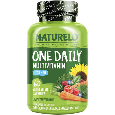 Naturelo One Daily Multivitamin for Men - Energy, Immunity & Muscle Support - Vitamin A, B Complex, C, D3, E, K2, Calcium, Ma