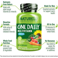 Naturelo One Daily Multivitamin for Men with Natural Vitamins and Fruit Extracts - Complete Men's Daily Nutrition Supplement