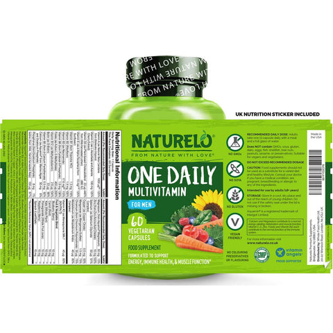 Naturelo One Daily Multivitamin for Men - Energy, Immune Support, Bone Strength, Plant-Based Ingredients