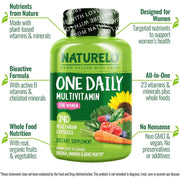 Naturelo One Daily Multivitamin for Women - Natural Vitamins & Fruit Extracts - Daily Women's Multivitamin - Vegan Friendly