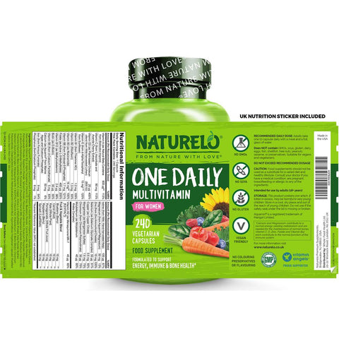 Naturelo One Daily Multivitamin for Women with Natural Vitamins & Fruit Extracts - Essential Women's Health Support with B Vi