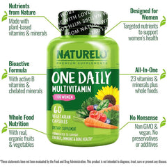 Naturelo One Daily Multivitamin for Women with Natural Vitamins and Fruit Extracts - Energy, Bones, Heart, Skin, Immune Suppo