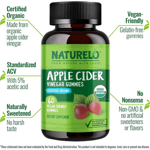 Naturelo organic apple cider vinegar gummies for digestion support and immune health - 60 gummies - image 4.