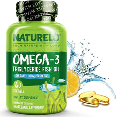 Naturelo Premium Omega-3 Fish Oil 1100 mg Triglyceride One-A-Day Supplement for Heart Health and Brain Function - Image 1