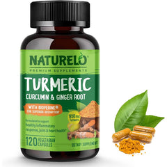 Naturelo Turmeric Curcumin with Ginger, Boswellia & Black Pepper - Joint Support & Anti-Inflammatory Blend