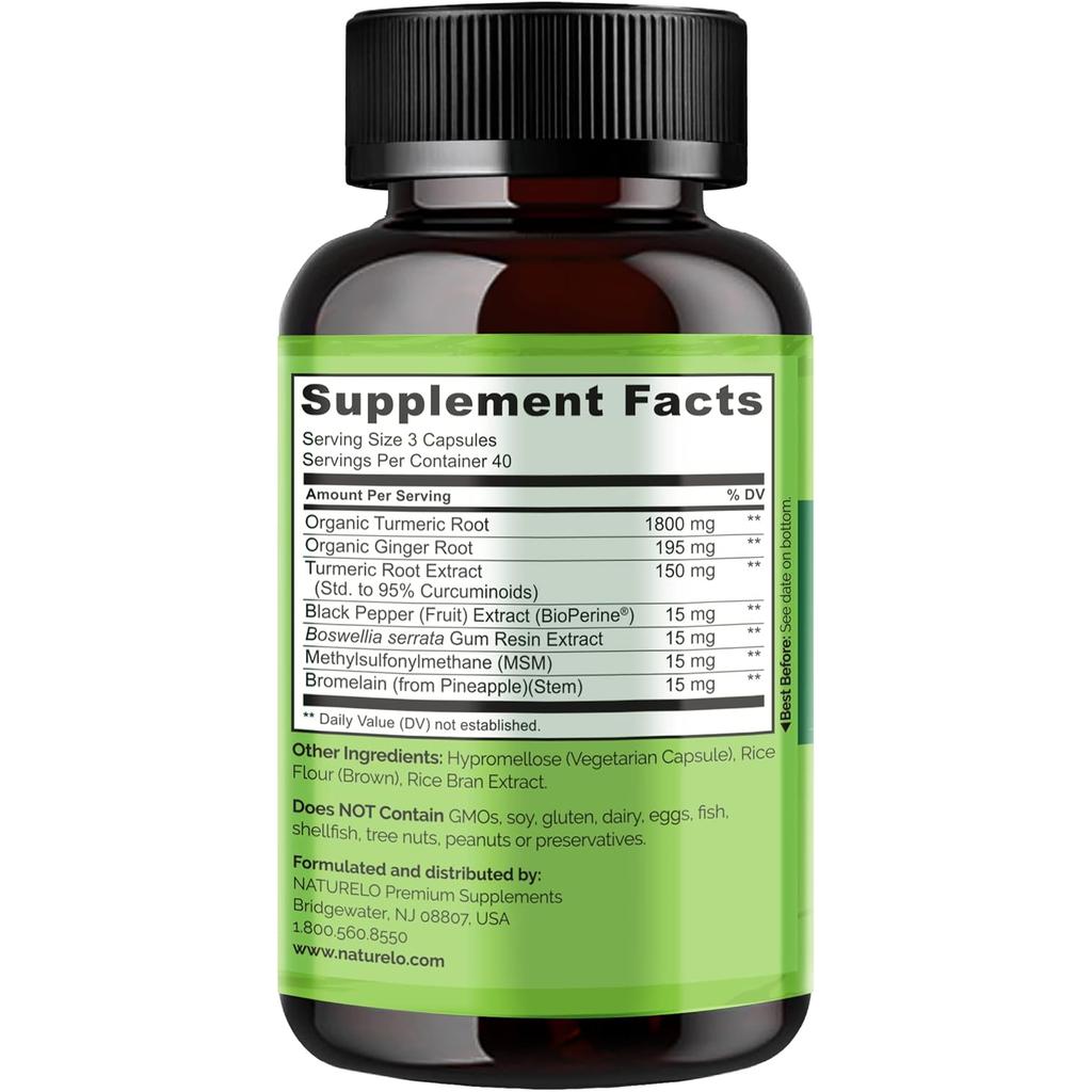 NATURELO Turmeric Curcumin with Ginger, image 3
