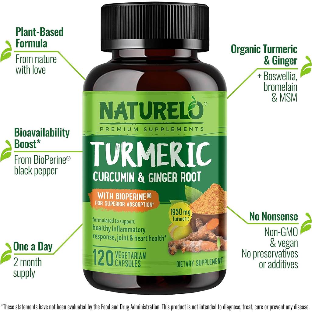 NATURELO Turmeric Curcumin with Ginger, image 4