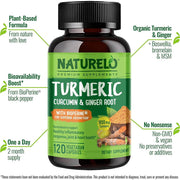 Naturelo Turmeric Curcumin with Ginger, Boswellia & Black Pepper - Joint Support & Anti-Inflammatory Blend