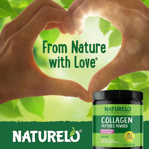 Naturelo unflavored collagen peptides powder for skin, hair & joints - hydrolyzed protein supplement