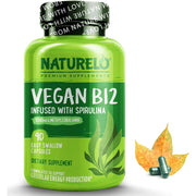 Naturelo Vegan B12 with Spirulina - Energy Boosting Vitamin Supplement for Vegans