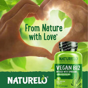 Naturelo Vegan B12 with Spirulina - Energy Boosting Formula for Vegans - Organic Supplement with Essential Nutrients