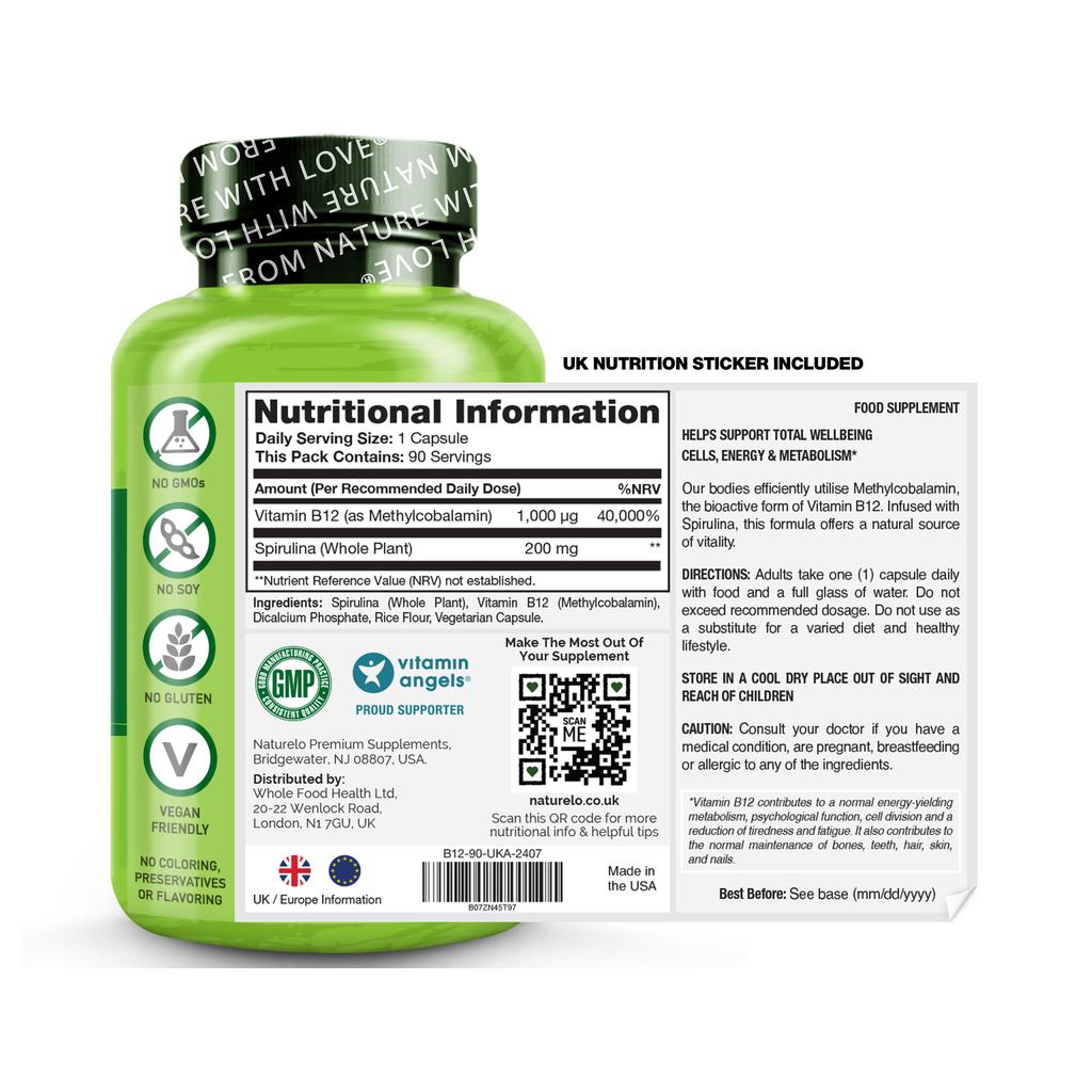 NATURELO Vitamin B12 with Spirulina, image 4
