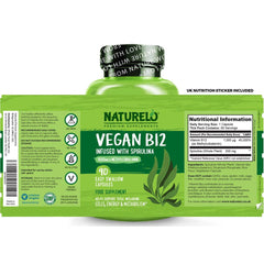 Naturelo Vegan B12 with Spirulina - Energy Boosting Plant-based Supplement for Vegans - Immune Support Formula - Image 8.