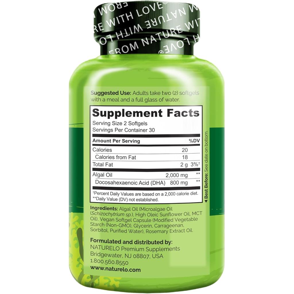 NATURELO Vegan Omega-3 DHA from Algae, image 3