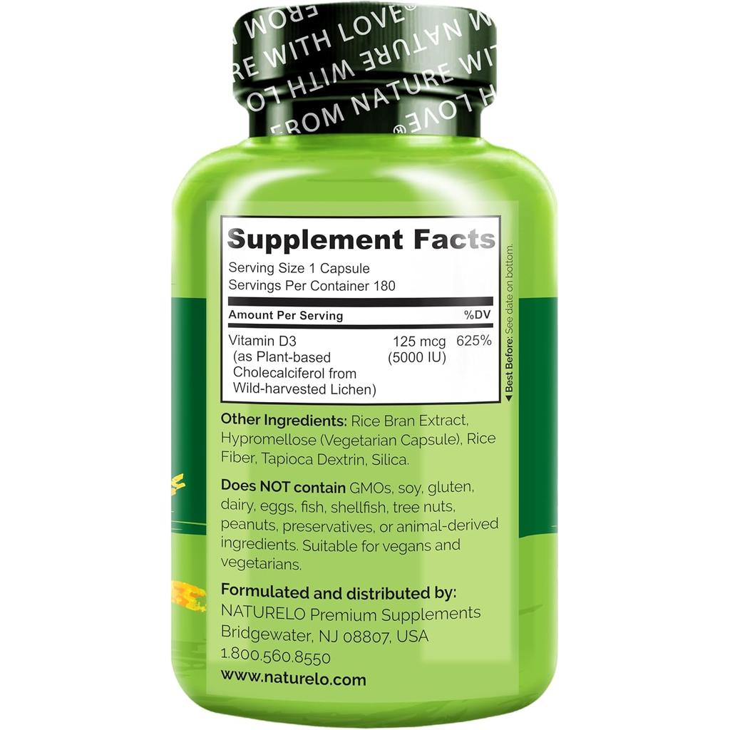 NATURELO Vitamin D3 from Lichen - 5000IU, image 3