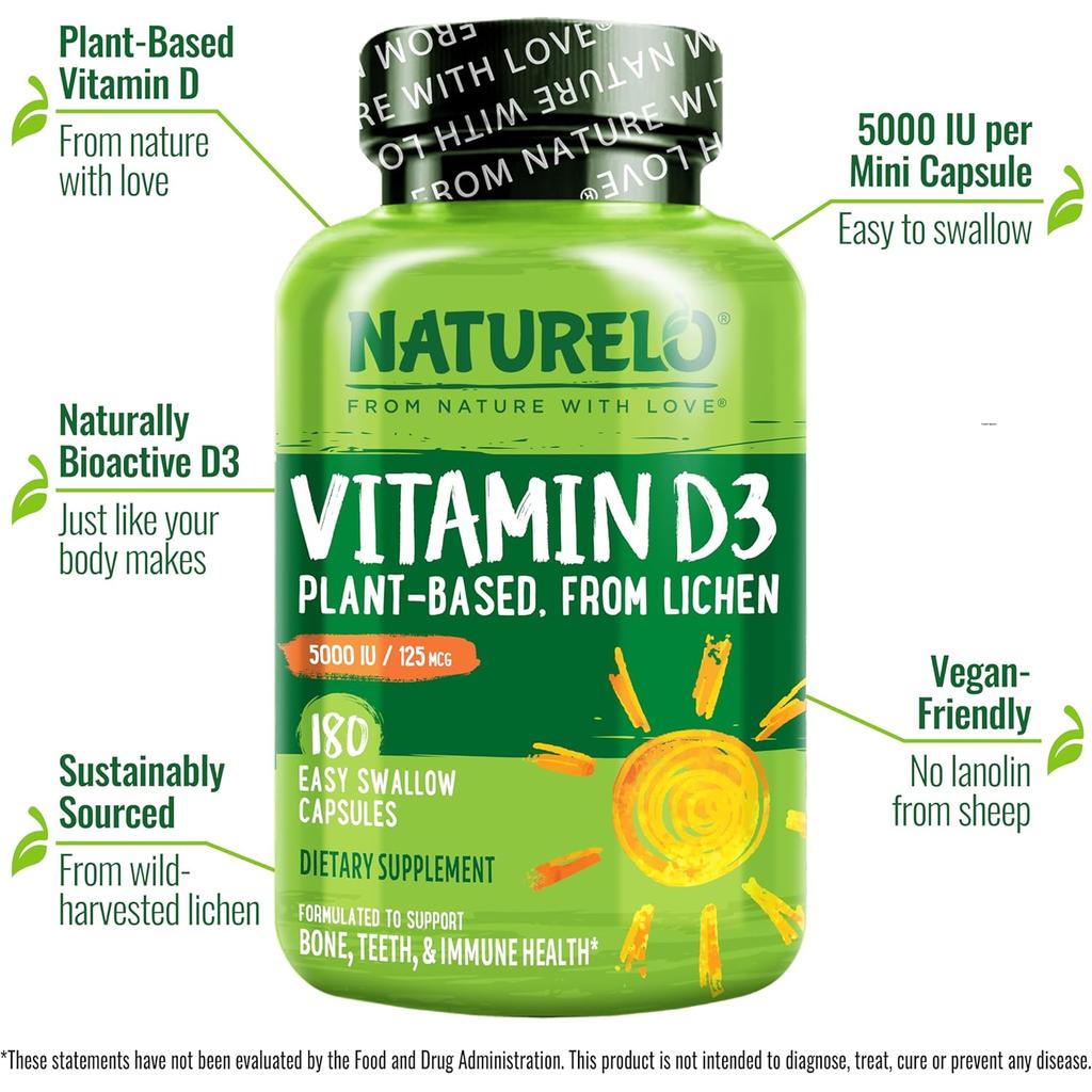 NATURELO Vitamin D3 from Lichen - 5000IU, image 4