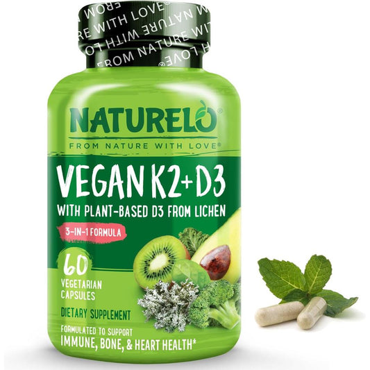 NATURELO Vitamin D3 + K2 with Whole Food Blend