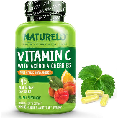 Naturelo Vitamin C with Acerola Cherry Citrus Bioflavonoids - Immune Support & Antioxidant Boost