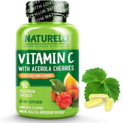 Naturelo Vitamin C with Acerola Cherry Citrus Bioflavonoids - Immune Support & Antioxidant Boost