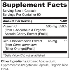 Naturelo Vitamin C with Acerola Cherry and Citrus Bioflavonoids - Immune Support and Antioxidant Boost