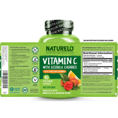 Naturelo Vitamin C with Acerola Cherry & Citrus Bioflavonoids - Immune Support, Antioxidant Boost -  Image 9