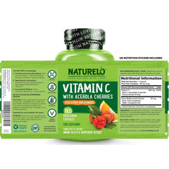 Naturelo Vitamin C with Acerola Cherry & Citrus Bioflavonoids - Immune Support & Antioxidant Boost - Shop Now!