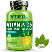 Naturelo Vitamin D from Natural Wild Harvested Lichen 2500 IU supplement for bone health and immune support.