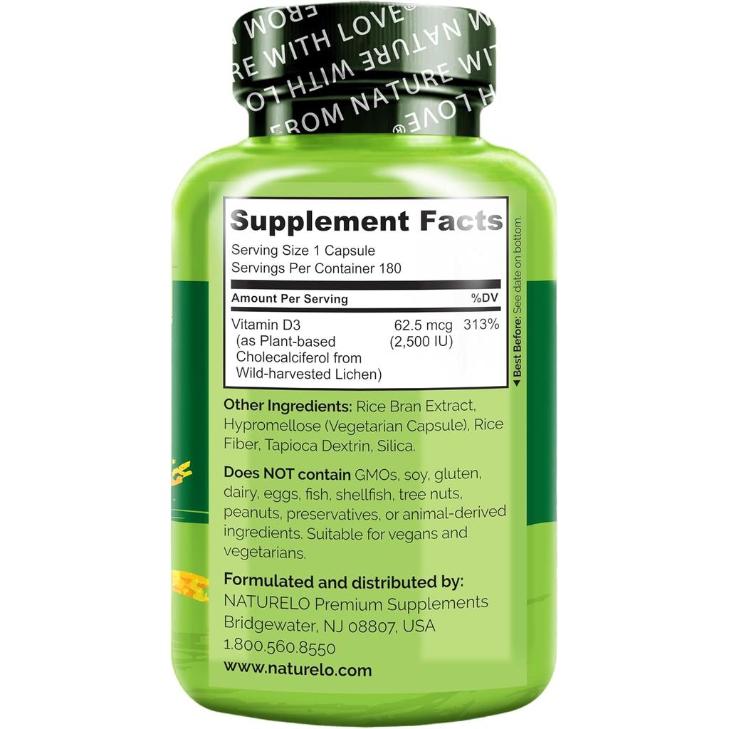 NATURELO Vitamin D3 from Lichen - 2500IU, image 3