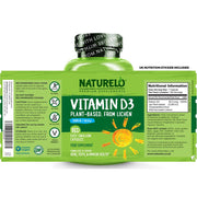 Naturelo Vitamin D from Natural Wild Harvested Lichen 2500 IU - Immune Support and Bone Health Supplement