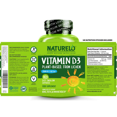 Naturelo Vitamin D from Natural Wild Harvested Lichen 2500 IU Supplement Image 8 - Immune Support and Bone Health Formula