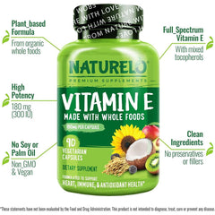 Naturelo Vitamin E with Mixed Tocopherols from Coconut, Sunflower & Rice Bran - Antioxidant Rich Supplement - Image 4