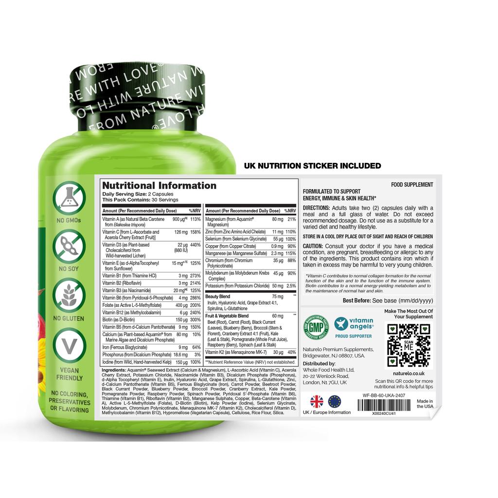 NATURELO Beauty Multivitamin with Hyaluronic Acid, image 2