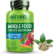 Naturelo Whole Food Multivitamin for Men 50+ with Natural Vitamins & Prostate Support - Complete Men's Health Formula