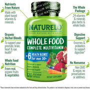 Naturelo Whole Food Multivitamin for Men 50+ with Natural Vitamins & Prostate Support - Complete Men's Health Formula