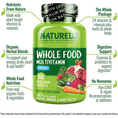 Naturelo whole food multivitamin for men with natural vitamins, fruit & herbal health blends - Complete men's daily nutrition