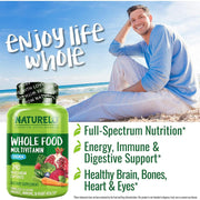 Naturelo Whole Food Multivitamin for Men with Natural Vitamins, Fruit & Herbal Health Blends - Boost Energy & Immunity, Suppo