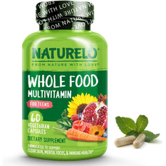 Naturelo Whole Food Multivitamin for Teens with Natural Vitamins & Minerals - Teen Multivitamin for Immune Support & Energy B