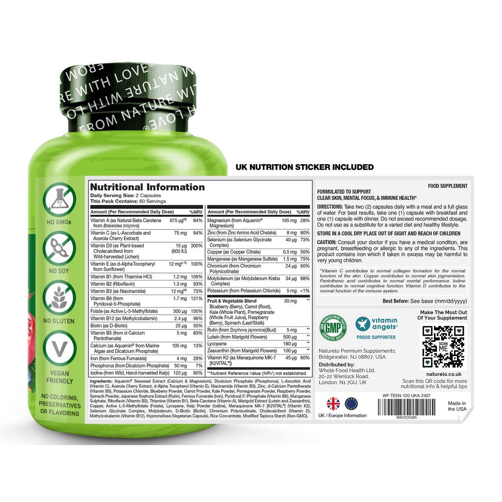 NATURELO Teen Complete Multivitamin with Iron, image 26