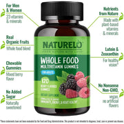 Naturelo whole food multivitamin gummies for adults with natural vitamins - sugar-free daily nutrition boost